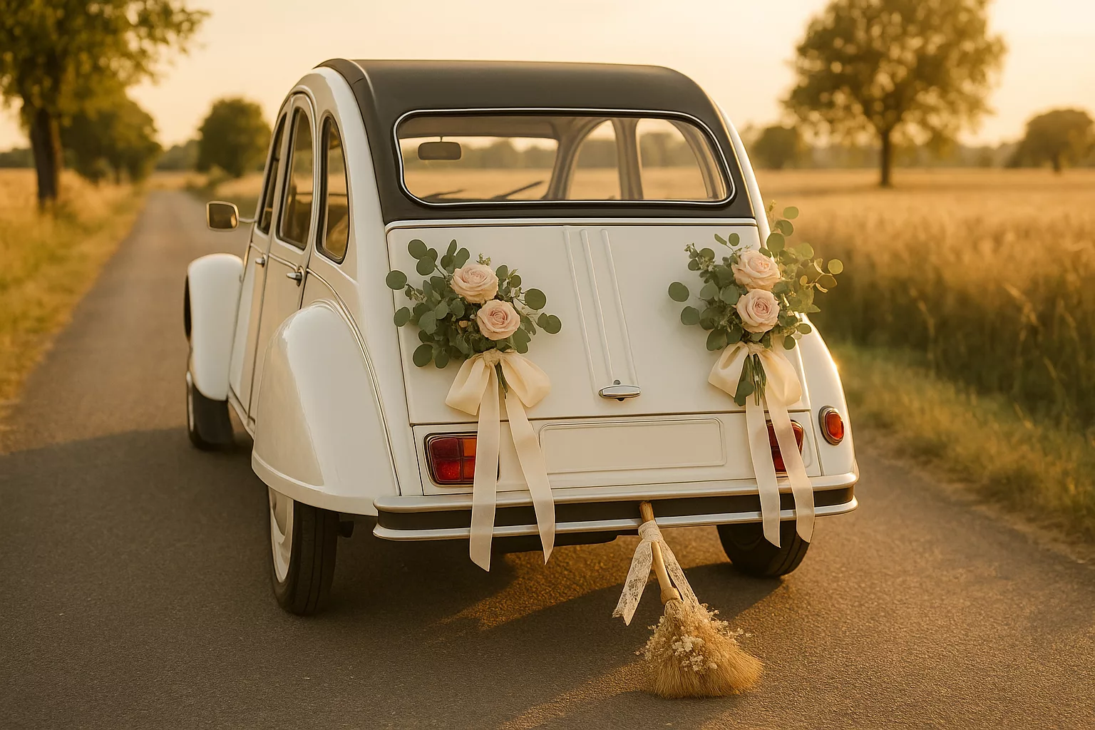 Voiture balai mariage : rôle, décoration et astuces pour un cortège réussi
