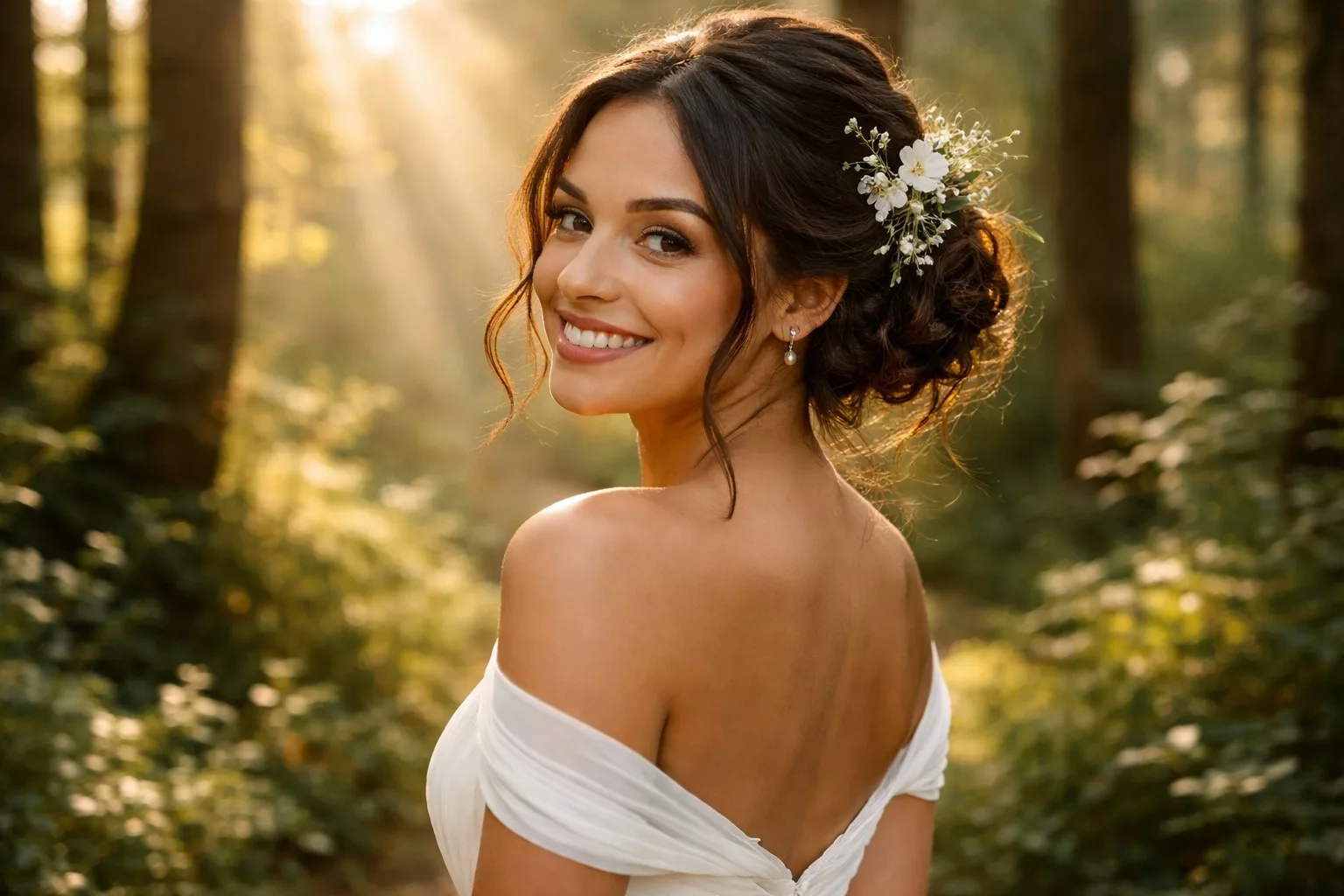 Chignon flou mariage cheveux mi-longs