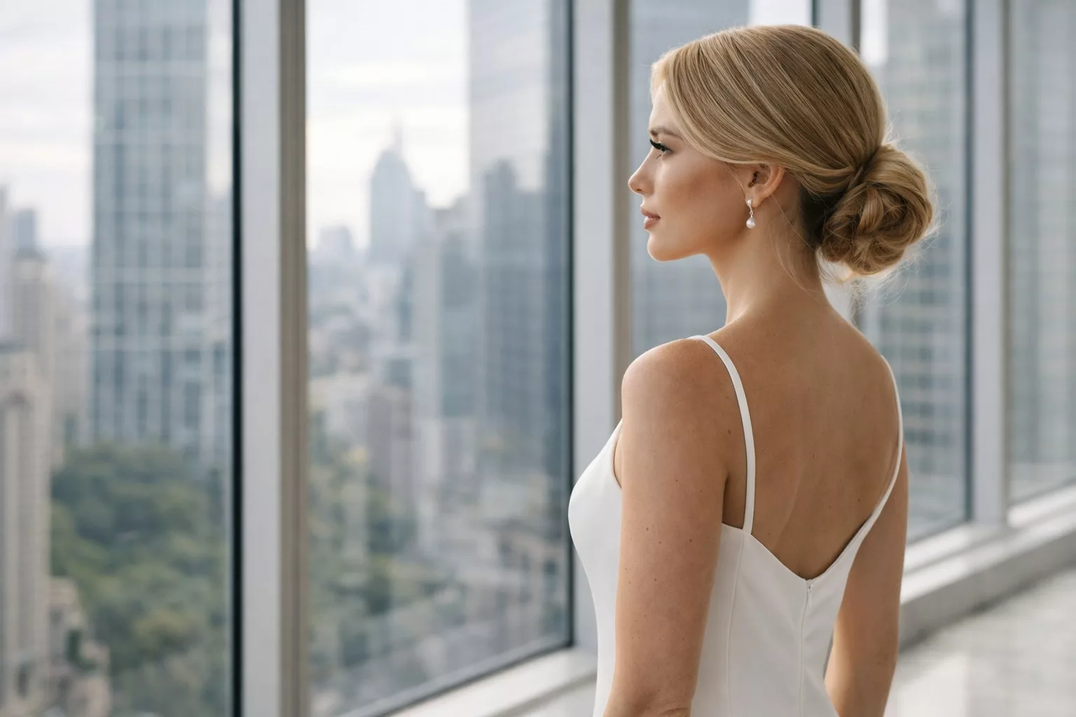 Demi-queue structurée mariage cheveux mi-longs