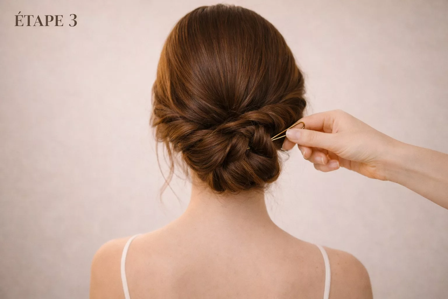 Tutoriel chignon bas mariage étape 3 : formation du chignon
