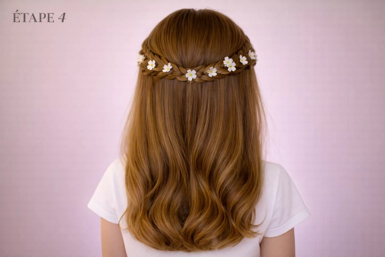 Tutoriel couronne de tresses étape 4 - ajouter les fleurs