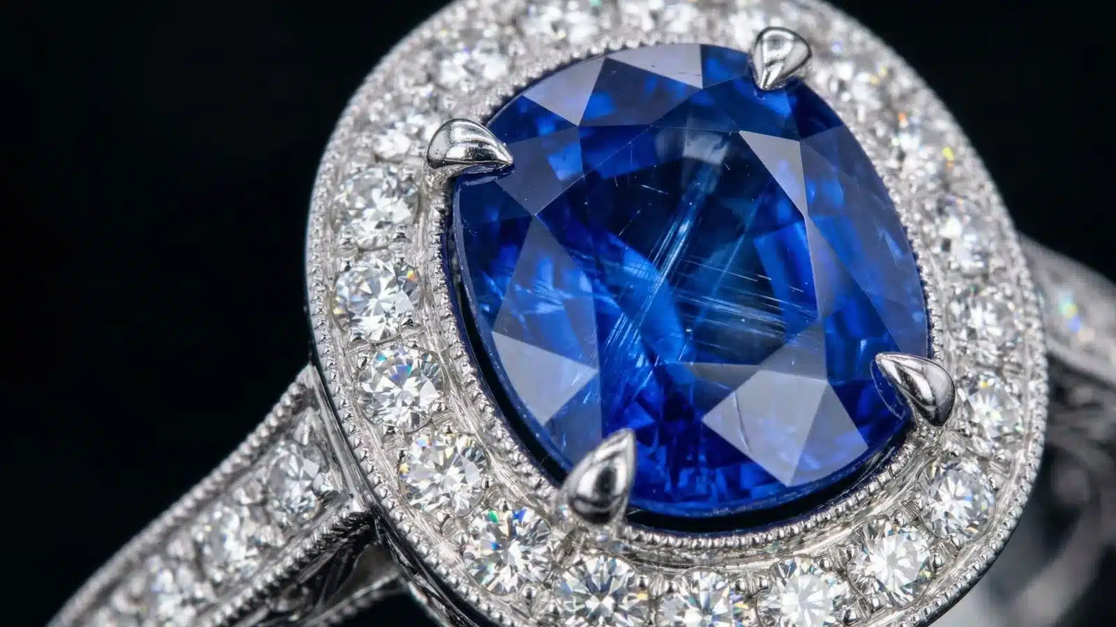 Bague saphir entouré de diamants