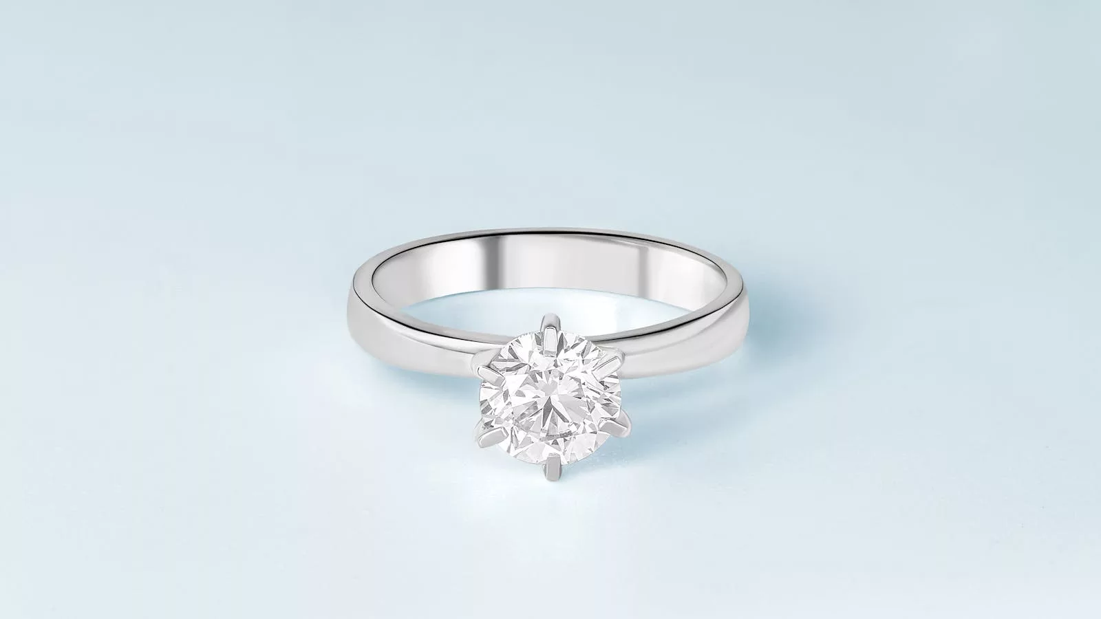 Solitaire diamant sur anneau en or blanc