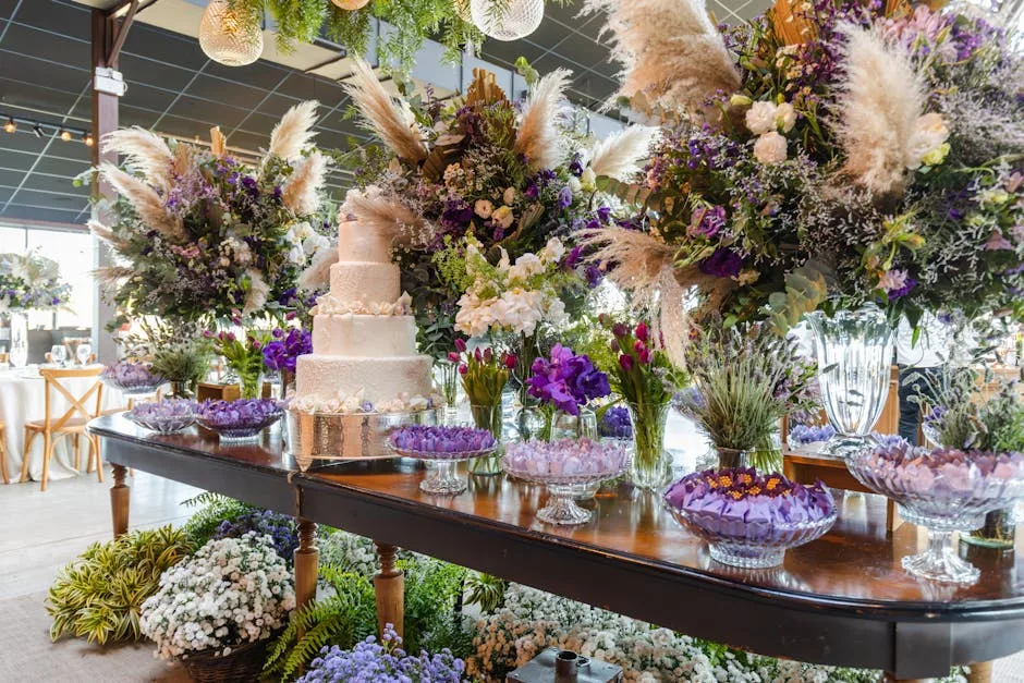 Table mariage decoree avec fleurs et bougies elegance