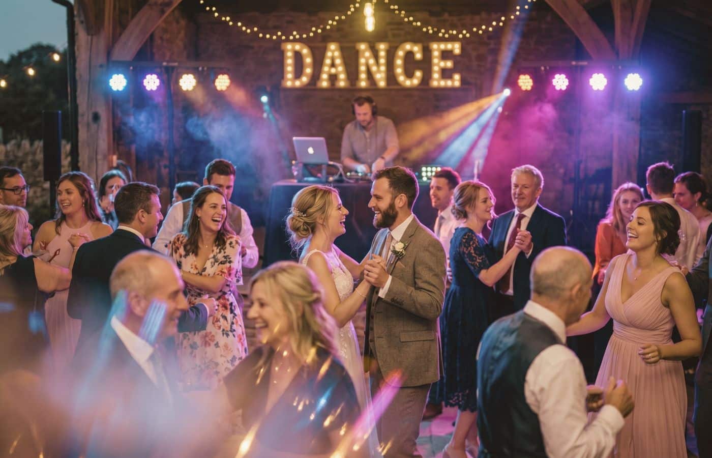 Soirée dansante de mariage, invités sur la piste de danse