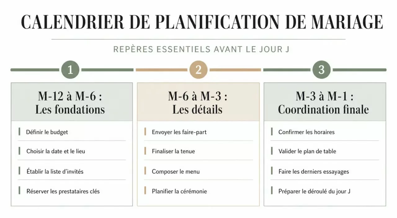 Infographie du rétroplanning pour organiser sereinement les préparatifs de votre mariage