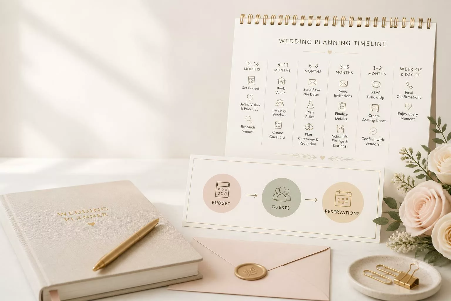 Préparatifs de mariage : 12 à 18 mois pour avancer sans stress et sans rien oublier Préparatifs de mariage : 12 à 18 mois pour avancer sans stress et sans rien oublier