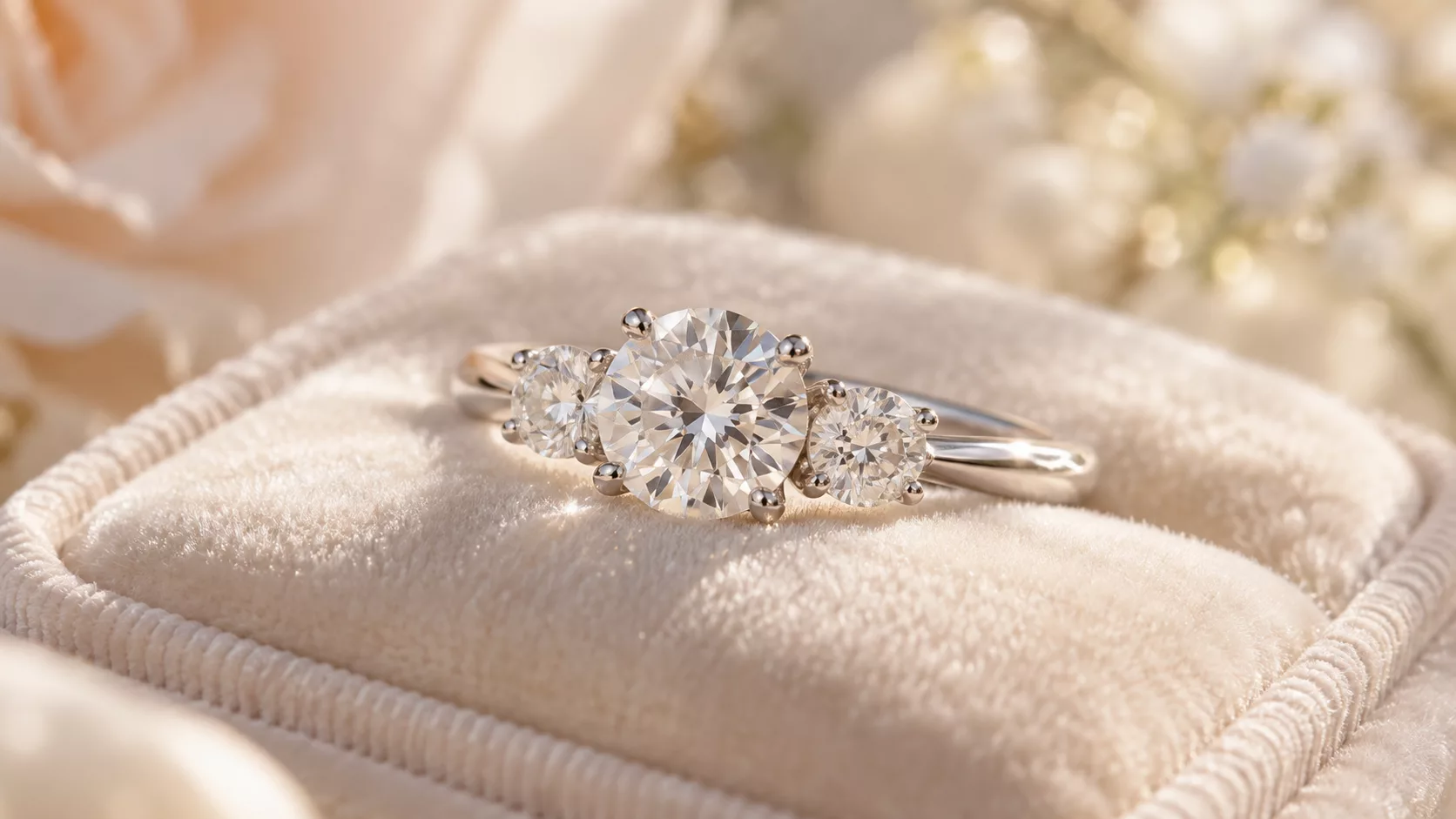 Solitaire diamant sur fond clair